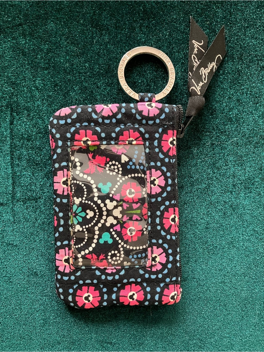 Vera Bradley Disney Parks Zip Up Coin Purse Wallet Keychain